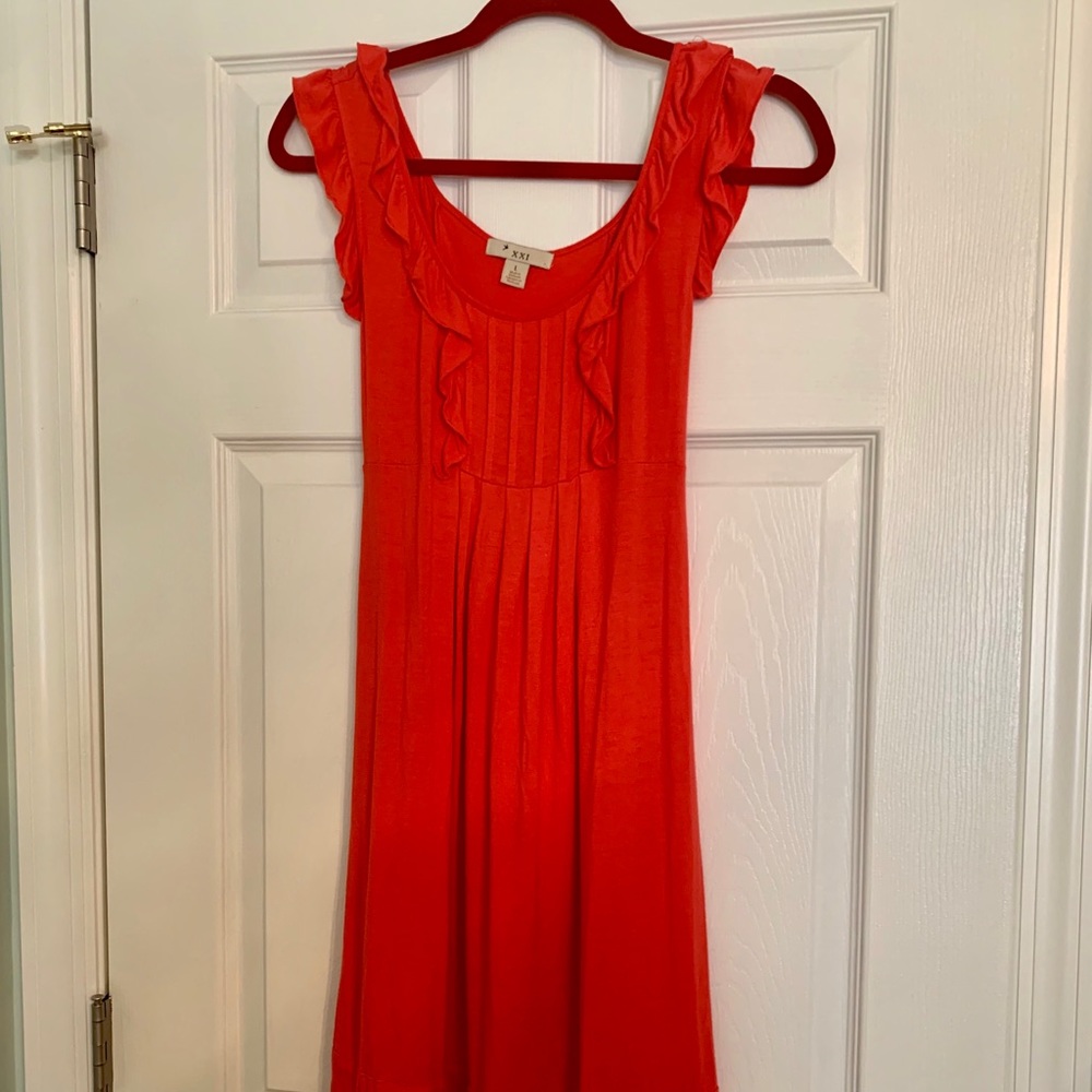 Forever 21 Orange Dress with Ruffles Size L